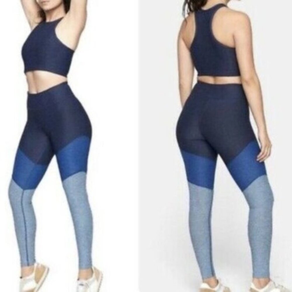 Outdoor Voices Blue 7/8 Springs Navy/Deep Sea/Mist Colorblock Leggings size XS